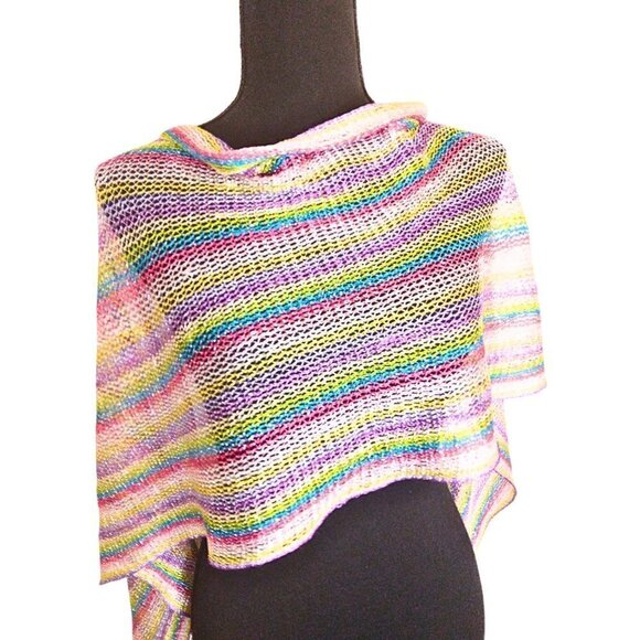 WOMEN'S MULTI COLOR METALLIC SCARF WITH FRINGES - Picture 2 of 3